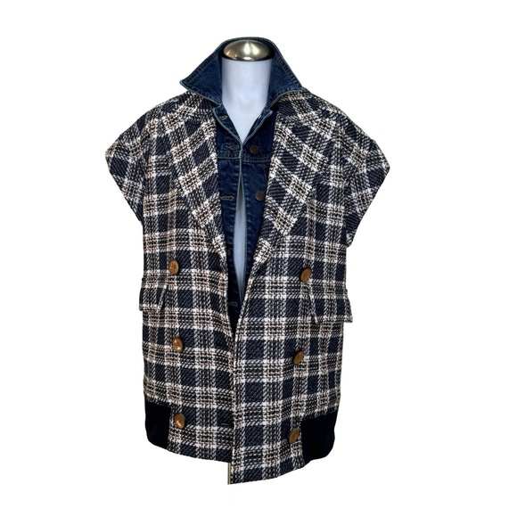 $598 VERONICA BEARD Enzo Dickey Oversized Plaid Vest Sz XS - Picture 9 of 15
